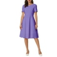thumbnail image 1 of Vestidos de oficina para mujeres INSPIRE CHIC, vestido de trabajo de línea A con cuello partido y mangas cortas, azul púrpura, 2XL, 1 of 1