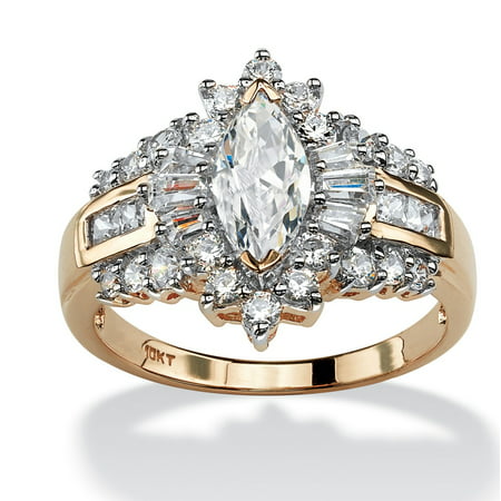 2.19 TCW Marquise-Cut Cubic Zirconia Halo Engagement Ring in 10k (Best Halo Engagement Rings)