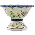 thumbnail image 3 of Polish Pottery 7¾-inch Bowl with Pedestal (Yellow Dandelions Theme) Hand Painted in Boleslawiec, Poland + Certificate of Authenticity, 3 of 6