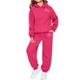 thumbnail image 2 of Zefriona Kids Thermal Fleece Heart Graphic Hooded Sweatshirt and Matching Jogger Pants Set 2-13Y Hot Pink Size 7, 2 of 4