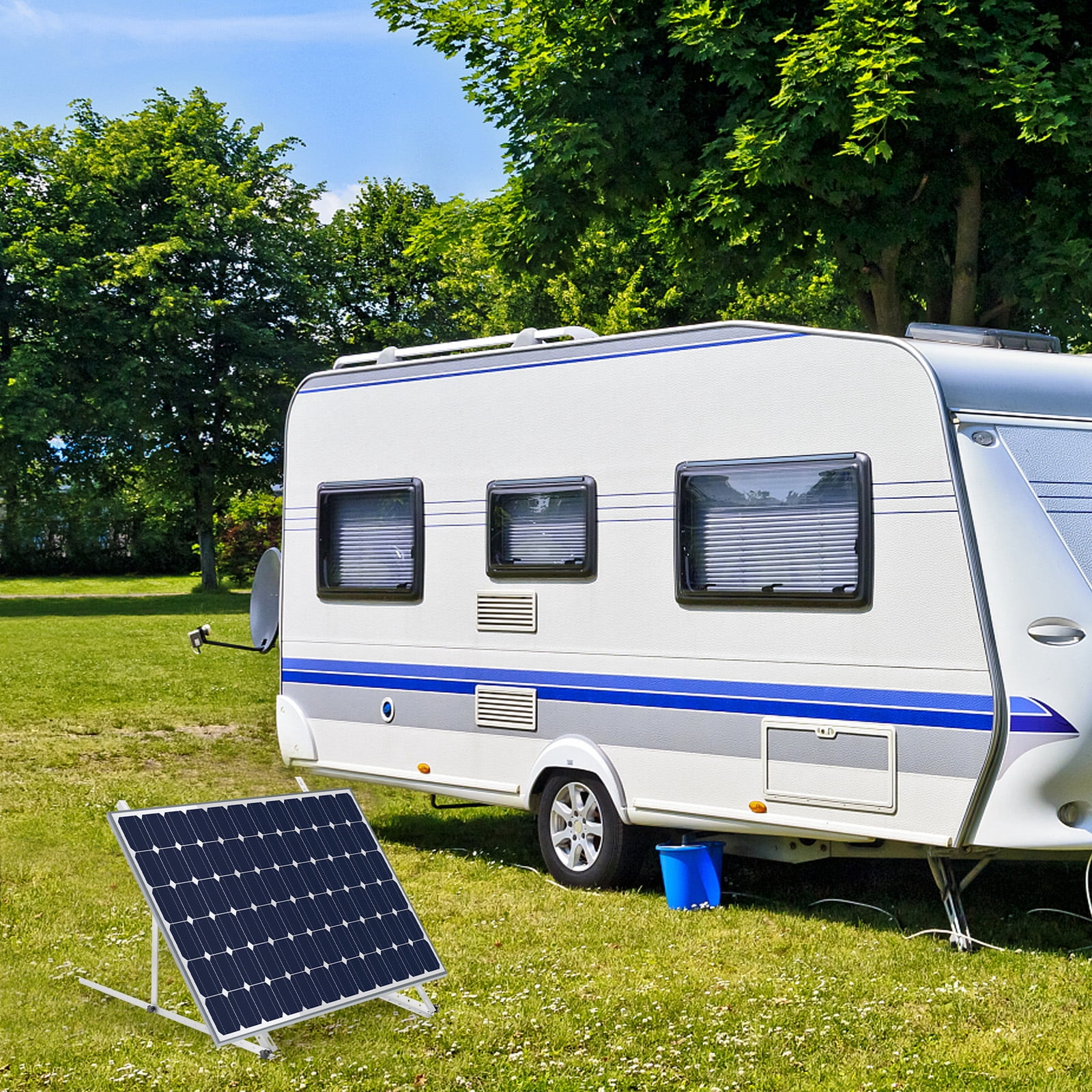 Dwellnix 41in Adjustable Solar Panel Mount Brackets, with Foldable Tilt Legs on Any Flat Surface for RV, Roof, Boat, Any Off-Grid Systems