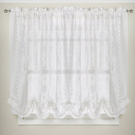 Sweet Home Collection Hopewell Floral Heavy Lace Kitchen Curtain Shade ...