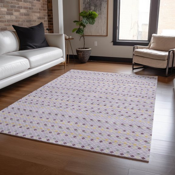 Addison Rugs Machine Washable Indoor/ Outdoor Diamond Striped Chantille Rug 10' x 14' - Lavender