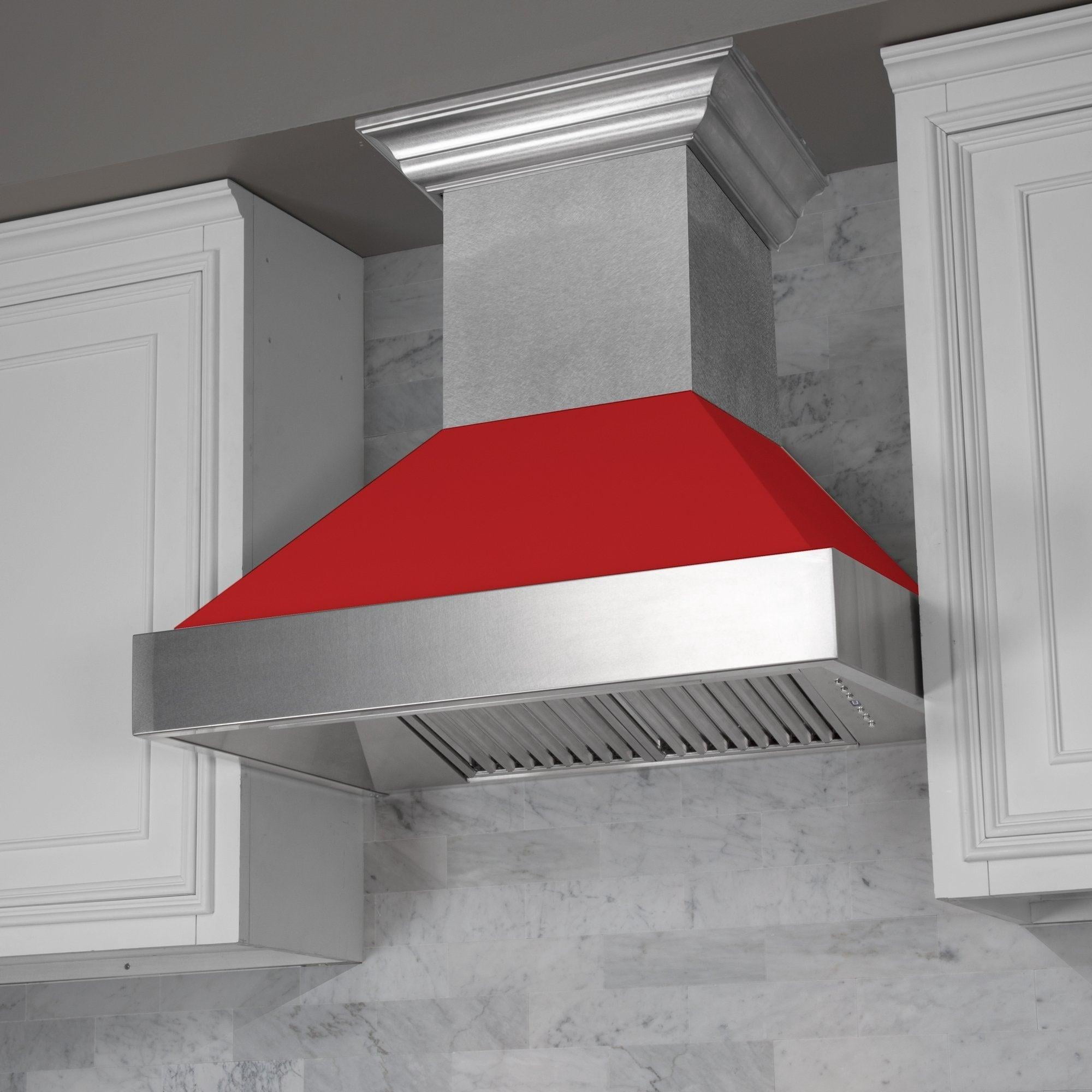 30" DuraSnow Stainless Steel Range Hood with Red Matte Shell (8654RM-30)