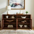 thumbnail image 2 of GZXS Vintage Rattan Sideboard Cabinet, 4-Door Buffet Storage Cabinet with Adjustable Shelves, Boho TV Stand Media Console for Living Room, Entryway, Walnut, 2 of 7