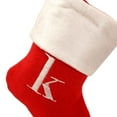 thumbnail image 3 of Mini Monogrammed Christmas Stocking (8 in) Red Plush White Cuff Miniature Stocking Decoration Holiday Decor (K), 3 of 3