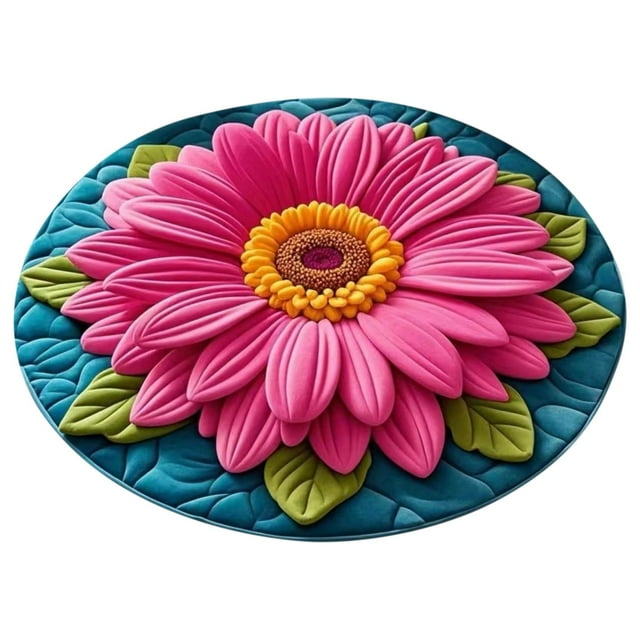 Curated Selection Pickme Plush & Diatomaceous Earth Floor Mat 3D Flower Rugs Optical Diatomite Bathroom Mat Quick Drying Non & Water Absorbent (60×60cm), 1 Rug, C
