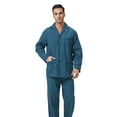 thumbnail image 2 of GLOBAL Mens Yarn Pajama Set 100% Cotton, Long Sleeve Button Down PJ Set for Men Plaid Men's Sleepwear, Sizes S-3XL, 2 of 4