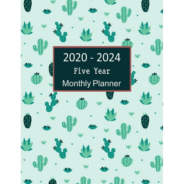 2020 2024 Five Year Monthly Planner 60 Months Cactus Art Wall