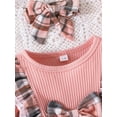 thumbnail image 4 of KelaJuan Baby Girls Dress Christmas Clothes Plaid Patchwork Crew Neck Long Sleeve Dress Fall Fashion Casual Princess Dress with Headband, 4 of 6