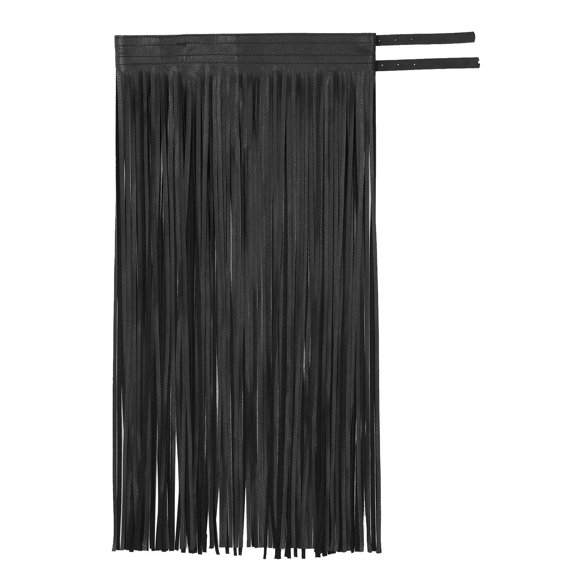 HULIJA Women Punk Faux Leather Belly Dance Hip Skirts Waistband Long Fringe Tassel Skirt Belt Black One Size