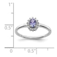 thumbnail image 2 of White Sterling Silver Ring Band Gemstone Tanzanite Oval Blue Diamond, 2 of 2