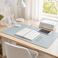 thumbnail image 3 of Promattoo Desk Pad Protector, PU Leather Mouse Pad,Waterproof Laptop Desk Mat, Non-Slip Desk Blotter with Gift Box,Writing Pad for Office, Home & Gaming, 31.5" x 15.7", Morning Fog Blue, 3 of 10