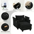 thumbnail image 4 of Harper & Bright Designs Convertible Chaise Lounge Indoor, Corduroy Single Sofa with USB Ports, Accent Chair Sleeper Sofa Bed with Two Cup Holders, Phone Holder and Storage, Black, 4 of 16