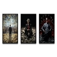 thumbnail image 2 of Designart "Money Skyline Man Looking at Floating Cash" Man Framed Wall Art Set Of 3 - Black Glam Frame Canvas Set For Living Room Decor, 2 of 6