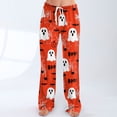 thumbnail image 2 of Zorvxlyn Halloween Woman Pajama Pants Ghost Pumpkin Bat Print Women's Pj Bottoms Drawstring Elastic Waist Womans Lounge Pants, 2 of 8