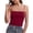 Wine, variant on Women's Square Neck Built in Bra Tank Top Summer Seamless Sleeveless Spaghetti Strap Tank Top Slim Fit Daily Wear Undershirt Red