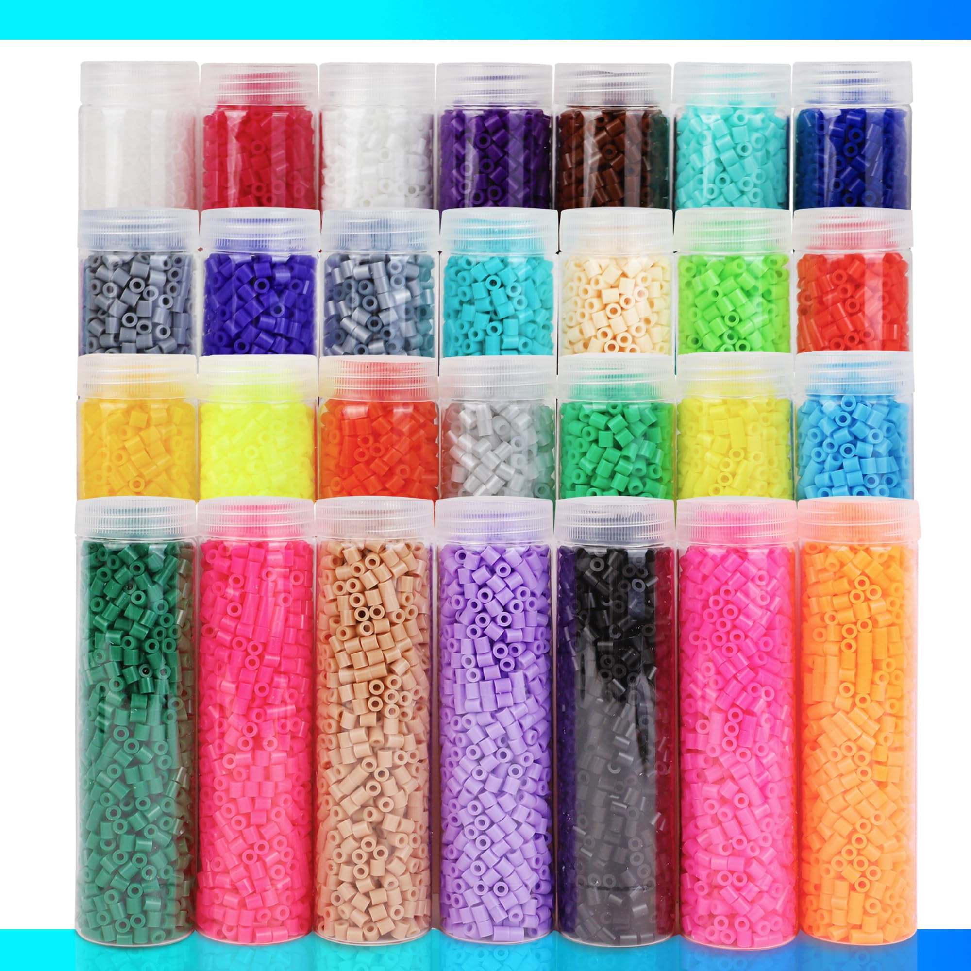 Darice Fuse Beads Kit  28,000 Assorted Melty Iron Beads Bulk Set with Storage Case - 28 Colors in Reusable Bottles, DIY Art Craft Supplies for Kids Creative Projects Ages 6+
