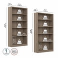 thumbnail image 4 of Bush Furniture Universal Tall 5 Shelf Bookcase - Set of 2, Ash Gray, 4 of 7