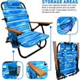 thumbnail image 6 of Backpack Beach Chair - 5 Positions and Lays Flat – Deluxe Wood Arm Rests – Cup Holder Storage Pouch on Side - Padded Pillow - Storage Bag on Back – Lightweight Rustproof Aluminum – Black Frame - 1 Pac, 6 of 8