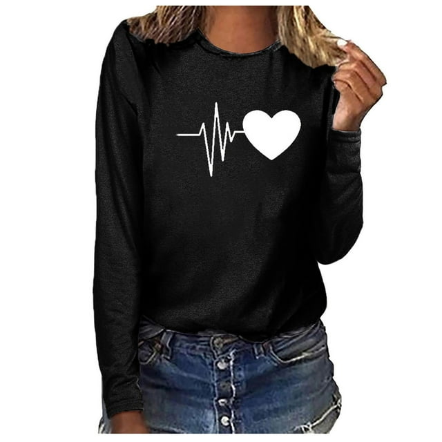 Hauts à Manches Longues pour Femmes Décontractés T-Shirts Imprimés Décontractés Amples à Col Rond à Manches Longues Hauts Blouse Hauts pour Femmes Décontractés