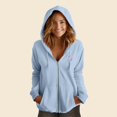 thumbnail image 3 of Dalix Flamingo Embroidered Fleece Zip Washed Hoodie Cold Fall Winter Women in Misty Blue L Large, 3 of 5