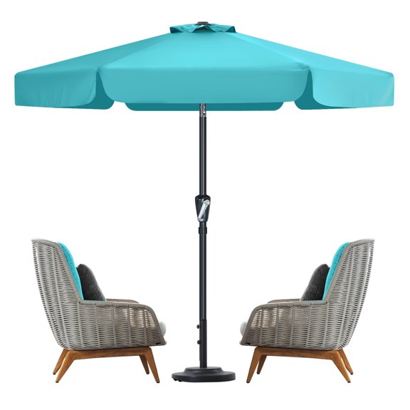 MASTERCANOPY 7.5ft Patio Market Umbrella with Valance, Tilt and Crank, Turquoise