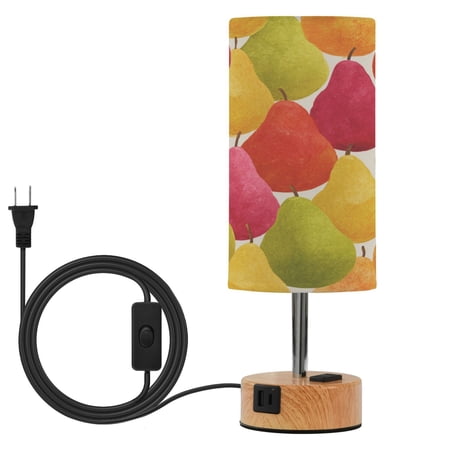 Touch Control Table Lamp with Wood Grain Metal Base 3 Color Temperature Adjustable LED Eye Caring Desk Lamp for Bedroom Study Vibrant Fruit Mix Tones