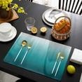 thumbnail image 3 of Teal Ombre Placemats Set of 6, Contemporary Gradient Abstract Art Placemats for Dining Table, Place Mats for Kitchen Tabletop, Waterproof Wipeable Dining Table Mats Set, 3 of 9