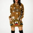 thumbnail image 2 of Robe Maxi à Manches Longues Imprimée de Noël pour Femmes avec Col en V, Chandail à Capuche avec Poches, Robe d'Été, 2 of 6