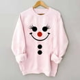thumbnail image 2 of successthop Christmas Sweatshirt Women Snowman Face FLeece Crewneck Long Sleeve Sweaters Pullover Clothes Print Top Pink, 2 of 6