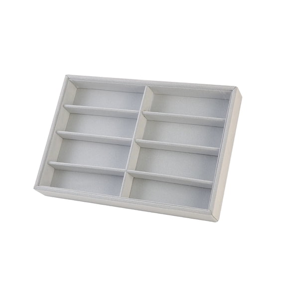 JHyouerji 8 Slot Eyeglasses Storage Tray,Gray Wooden Sunglasses Display Organizer Drawer Insert Container for Home Shop Counter