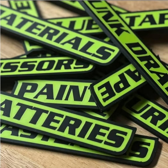 12 Pack of Magnetic Toolbox Labels Set of 12 - Adhesive Utility Cabinet Tags Reusable Tool Box Organizer Labels for Steel Cabinets Carts Drawers and Chests for Workshop Storage(Green 1pc)