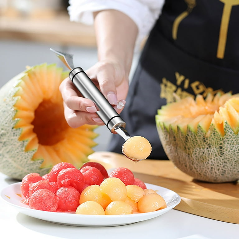 Double-Sided Melon Baller Stainless Steel Melon Ballers Fruit Baller Scoop  Melon Baller Scoop Use for Watermelon Ice Cream Cone