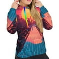 thumbnail image 4 of KLL Neon Sunset Cyberpunk Cityscape for Womens Pullover Hoodie with Pocket Hooded Long Sleeve Shirts Sweatshirt for Women-X-Large, 4 of 7
