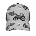 thumbnail image 3 of Disketp Gray Tractor Print Trucker Hat Men Women - Mesh Baseball SnapBack Cap, 3 of 7