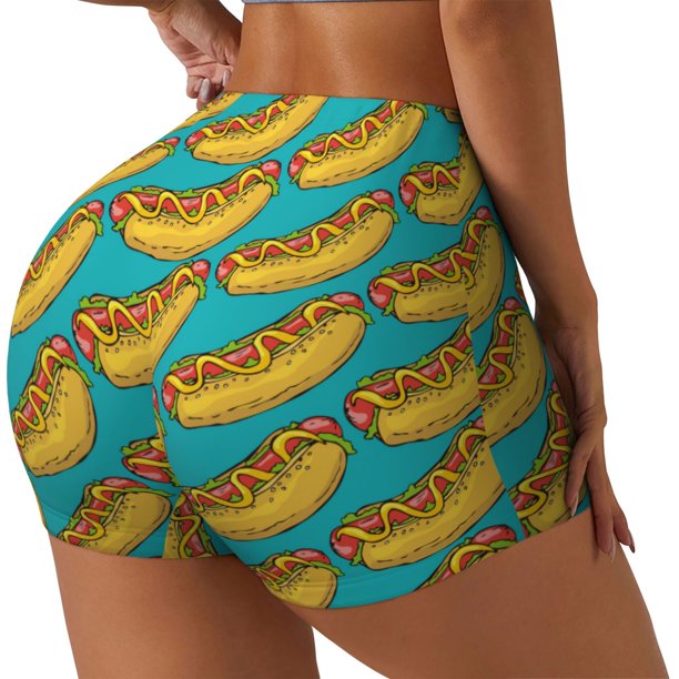 Fotbe Hot Dogs 8 Shorts Sin Costuras – Shorts Deportivos de Cintura Alta para Mujer, Elásticos para Gimnasio, Yoga, Running o Ciclismo-Small