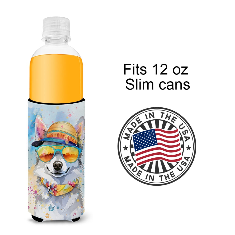Alaskan Klee Kai Hippie Dawg Hugger for Ultra Slim Cans 4 in x 6.5 in