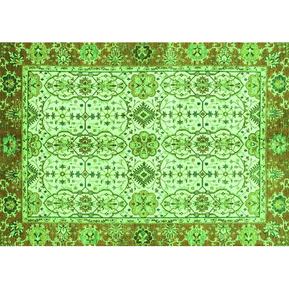 Ahgly Company Indoor Rectangle Abstract Green Modern Area Rugs, 4' x 6'