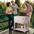 thumbnail image 3 of 80 Quart Rolling Ice Chest, Portable Patio Party Bar Drink Cooler Cart, with Shelf, Beverage Pool with Bottle Opener, 3 of 12