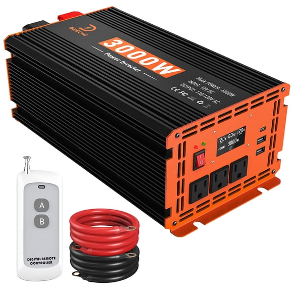 Inversor de Corriente DEECHI 3000W 12V a 110V AC USB Tipo-C