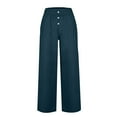 thumbnail image 2 of Zuesphe Womens Pants Elastic Waist Petite Length Women Capri Pants Plus Size Palazzo Pants for Women Petite High Waist Cargo Pants Women Short, 2 of 4