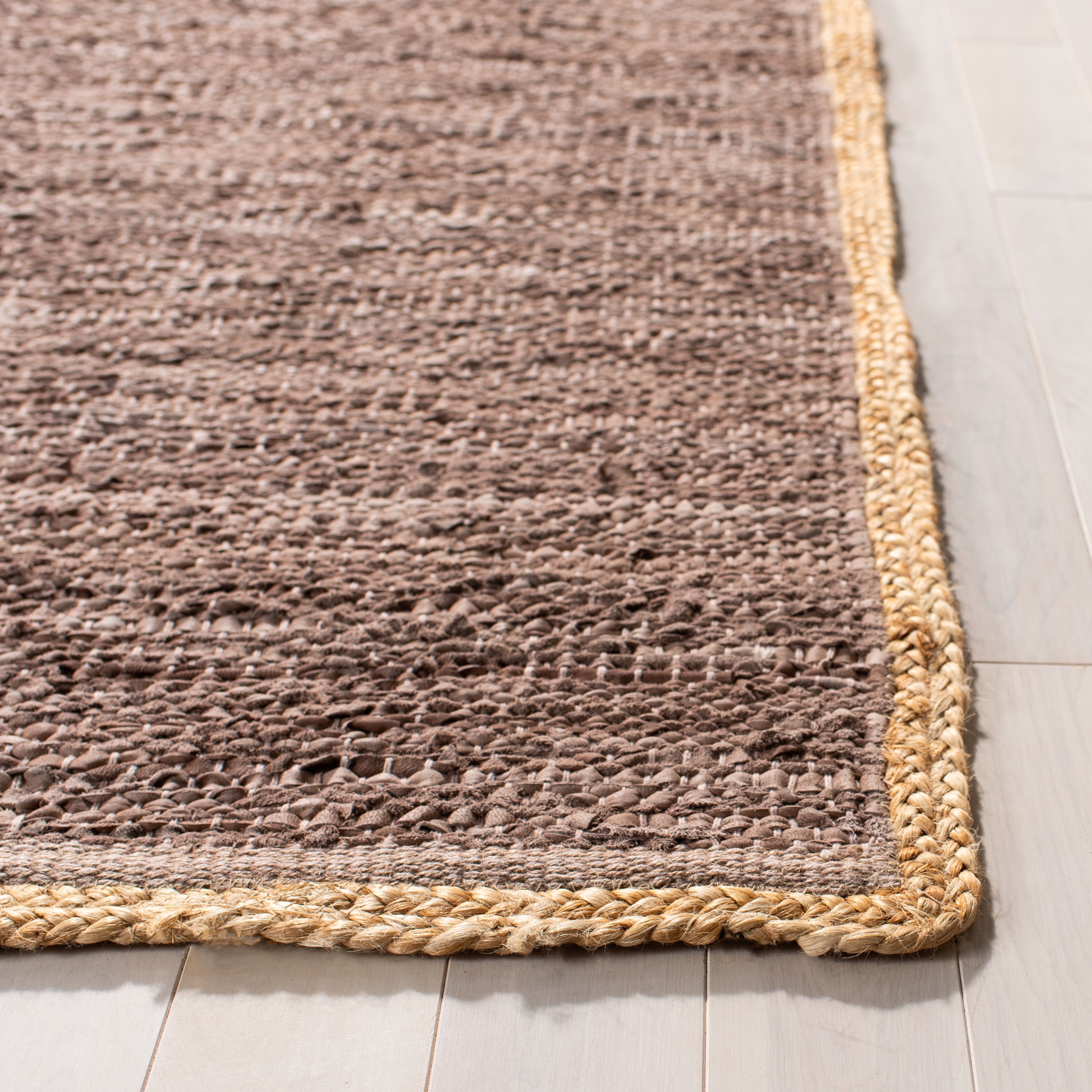 SAFAVIEH Cape Cod Ainsley Texture/Embroidery Area Rug, Brown/Natural, 4' x 6'