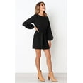 thumbnail image 4 of Robe Élégante à Manches Longues Lanterne pour Femmes, Col Rond, Taille Nouée, Tricotée, Robe de Cocktail, 4 of 6