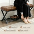thumbnail image 4 of Dycanpo 44.5" End of Bed Bench,Faux Leather Upholstered Bench with Shoe Shelf, Yellowish Brown, 4 of 11