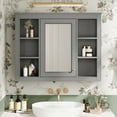 thumbnail image 3 of Euroco Wall Mounted Bathroom Mirror Cabinet – Triple Door Vanity Storage with Concealed Shelves, Modern Design, Durable Construction, Easy Assembly, 3 of 9