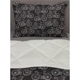 thumbnail image 3 of Bicycle Comforter & Sham Bedding Set, Vintage Bikes in Hand Drawn Style on a Black Background with Grunge Effect, 3 pcs Duvet Set Microfiber Filling Quilt, 5 Sizes, Black and White, by Ambesonne, 3 of 4