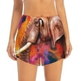 thumbnail image 2 of Rateoe Oil Paintings of Elephants Printed 2 in 1 Women's Workout Shorts for Athletic Gym Running Shorts with Phone Pockets-Large, 2 of 7