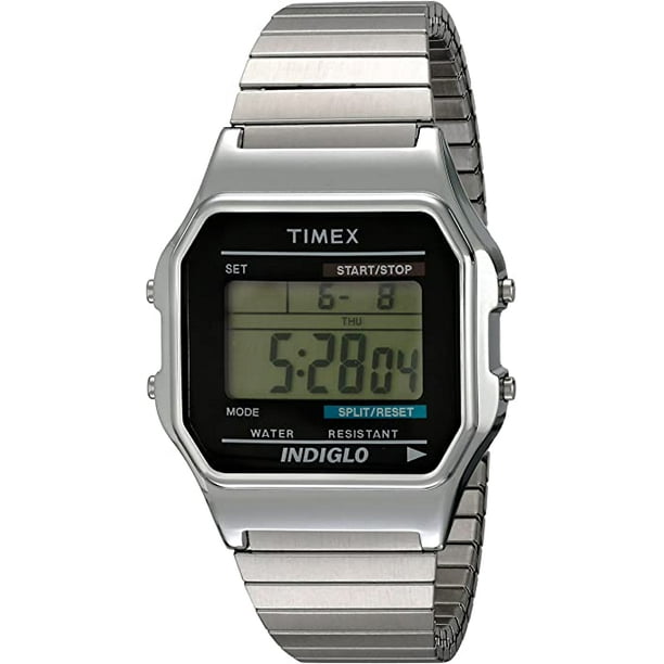 Reloj Digital Clasico Timex T78582 Banda Acero Inoxidable Resistente al Agua Plateado para Hombre Timex T78582 Walmart en linea