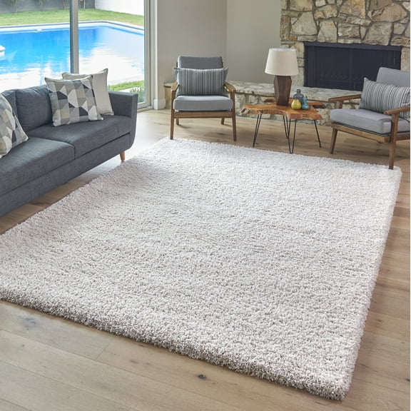 Gertmenian Ultimate Shag Solid Shag Solid Color Ivory Indoor Area Rug, 6x9